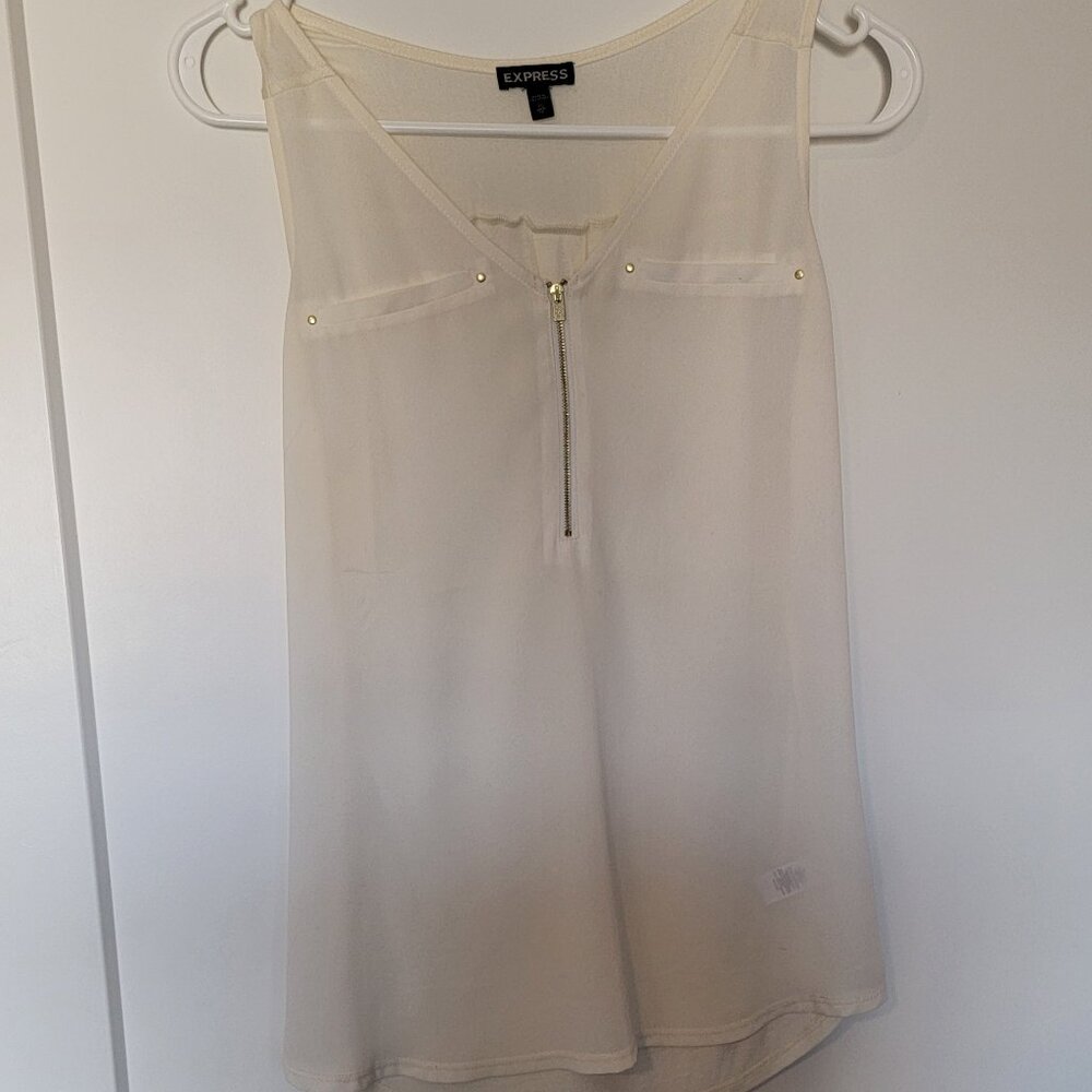 White Express Sleeveless Blouse, XS